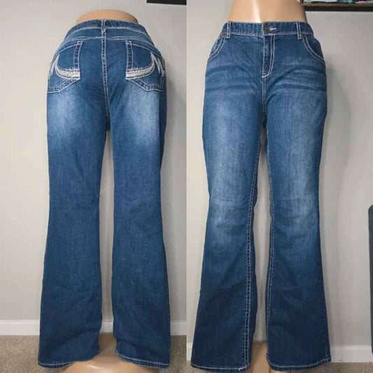 Maurices Mid Rise Bootcut Vintage Y2K Jeans UK Size 18 Tall