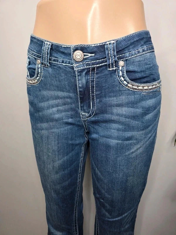 Shyanne Mid Rise Bootcut Blingy Jeans UK Size 12 Petite