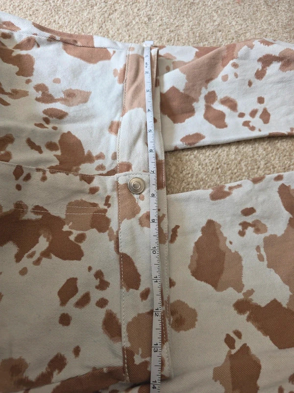 Peach Love High Rise Flared Cow Print Jeans UK Size 8