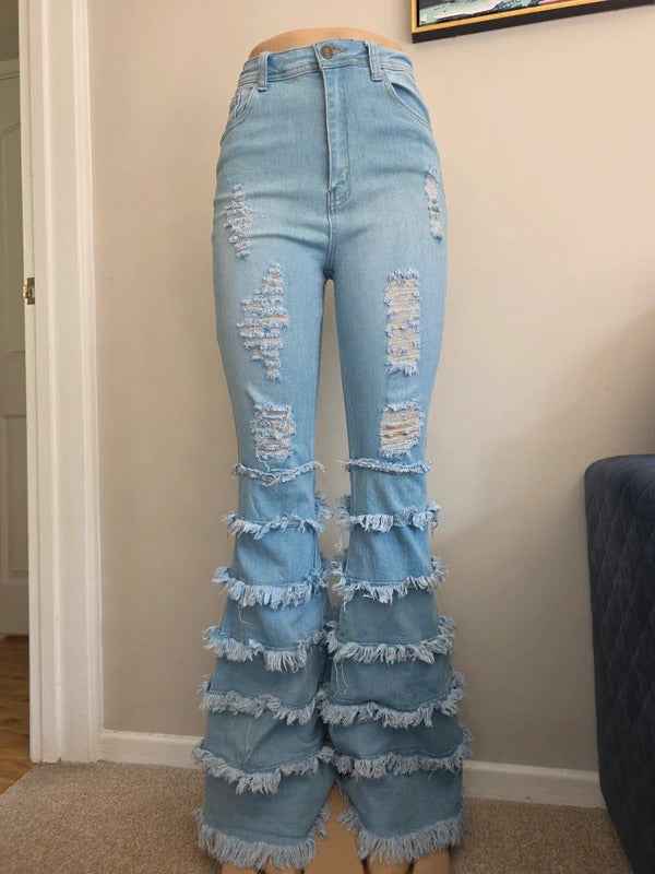 Swank High Rise Flared Jeans UK Size 8 Tall