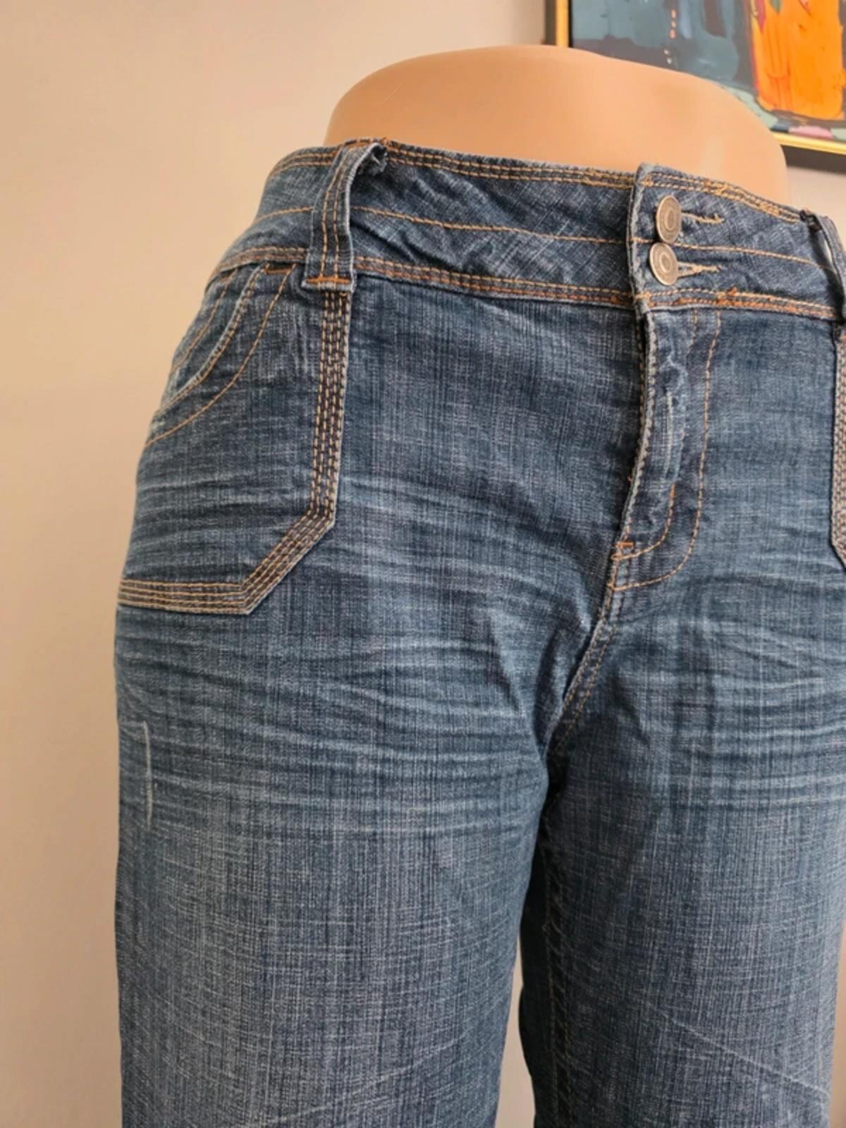 Hydraulic Vintage Y2K Mid Rise Flared Capri Convertible Jeans UK Size 18 Petite