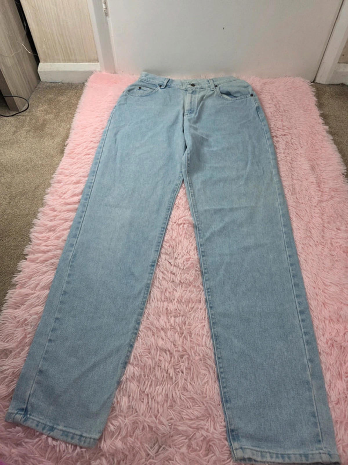 Vintage Y2K Lee Mum Jeans Light Blue Denim UK Size 10 Tall
