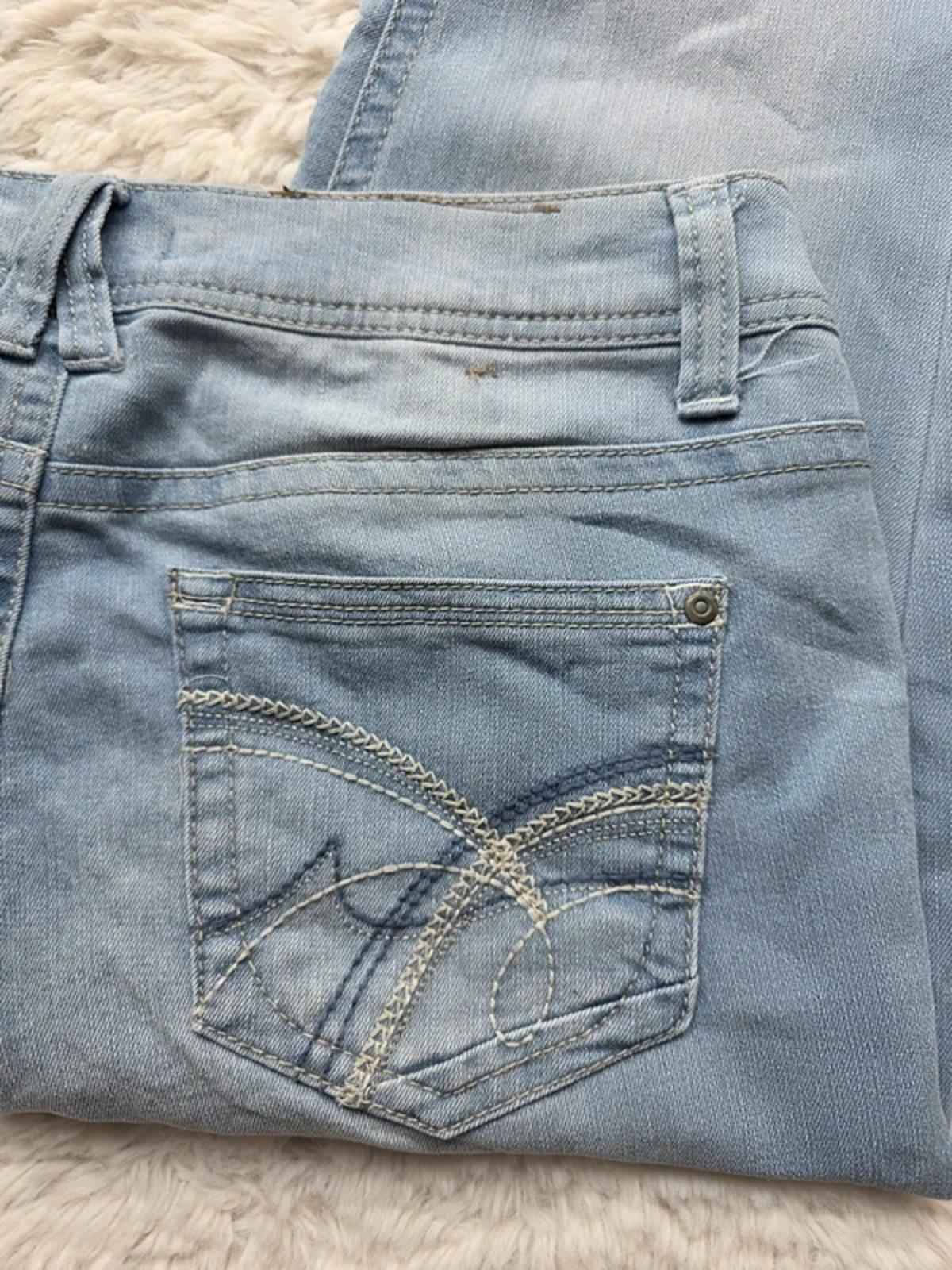 Vintage Y2K Light Wash Mid Rise Bootcut Jeans Soft Blue Denim UK 12