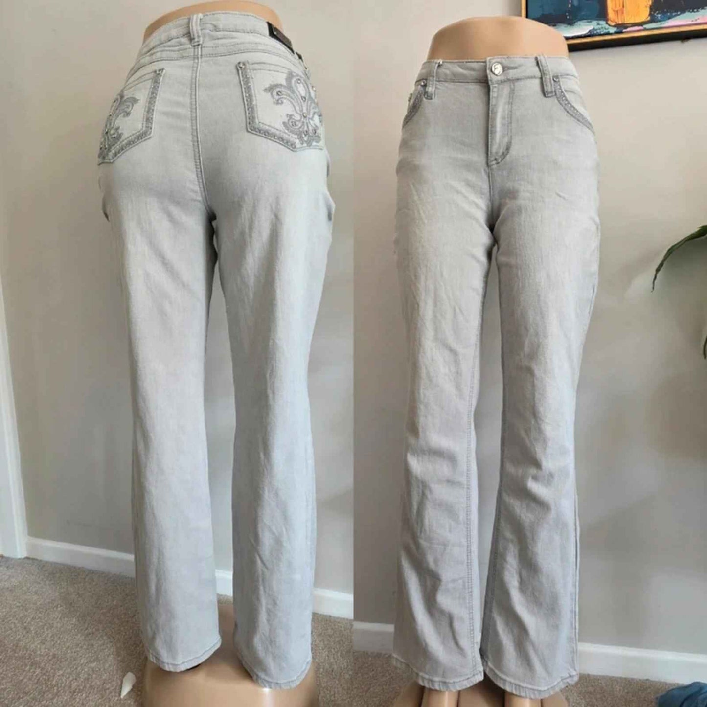 Vintage Y2K Earl Jeans Mid Rise Embroidered Bootcut Jeans UK Size 14