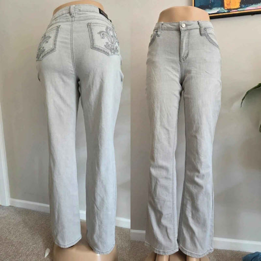 Vintage Y2K Earl Jeans Mid Rise Embroidered Bootcut Jeans UK Size 14