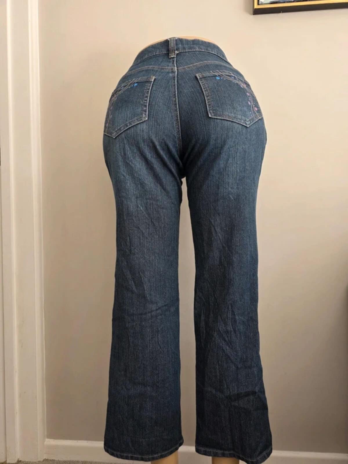 Flash High Rise Wide Leg Straight Vintage Y2K Jeans UK Size 14 Petite