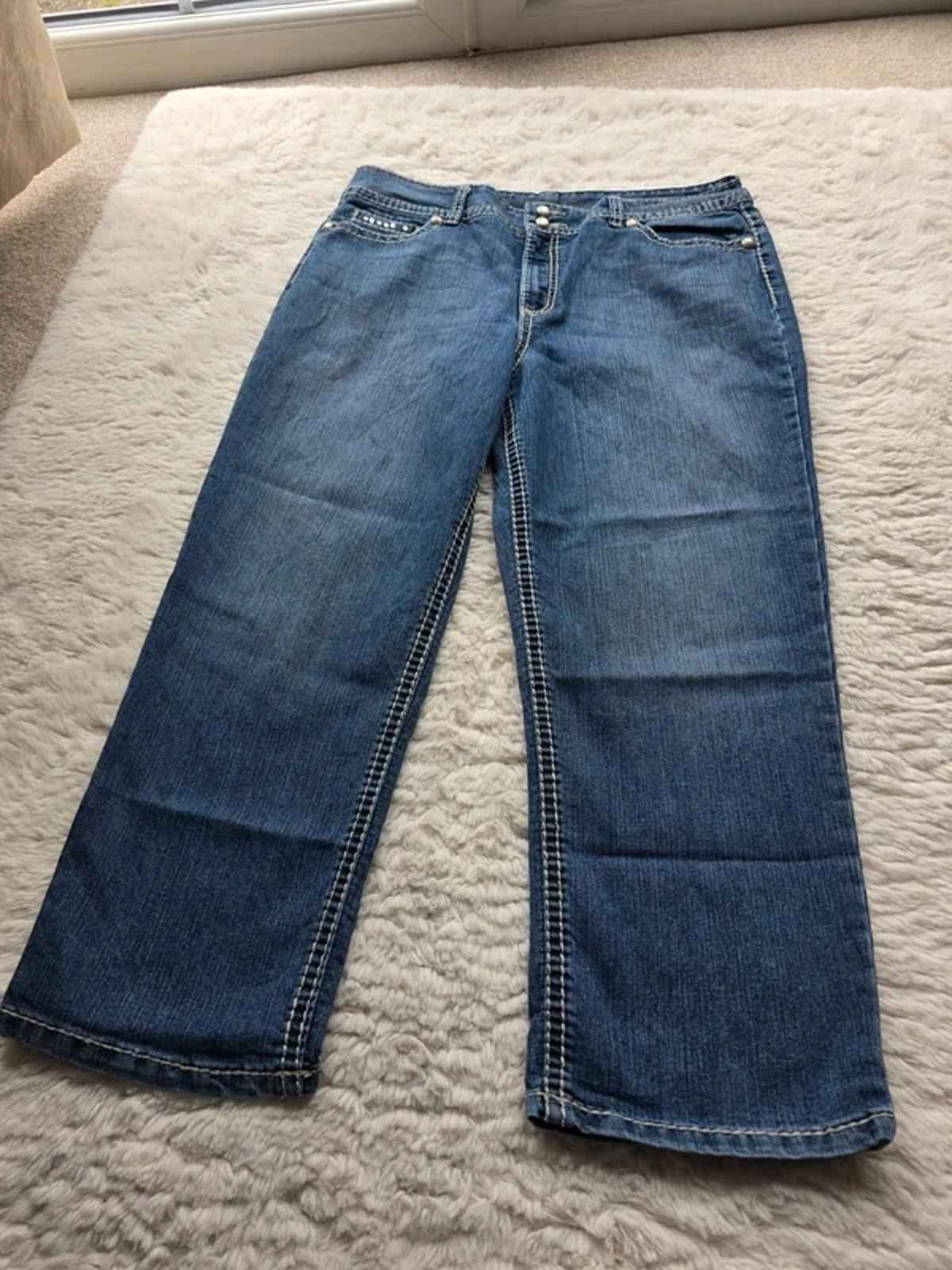 Vintage Y2K Code Bleu Low Rise Cropped Bootcut Jeans UK 16
