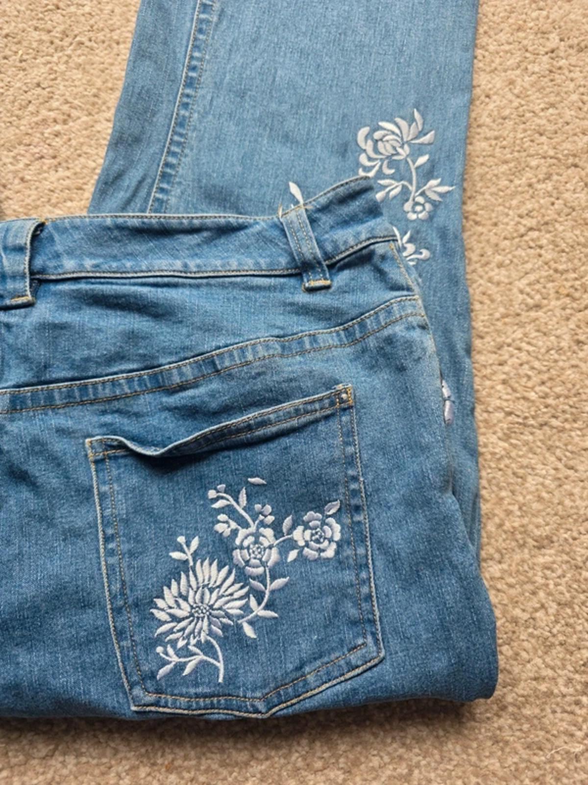Vintage Y2K Together Mid Rise Embroidered Bootcut Jeans UK Size 12