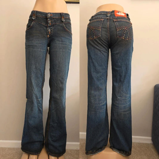 Fiorucci Vintage Y2K Low Rise Bootcut Jeans UK Size 10/12 Tall