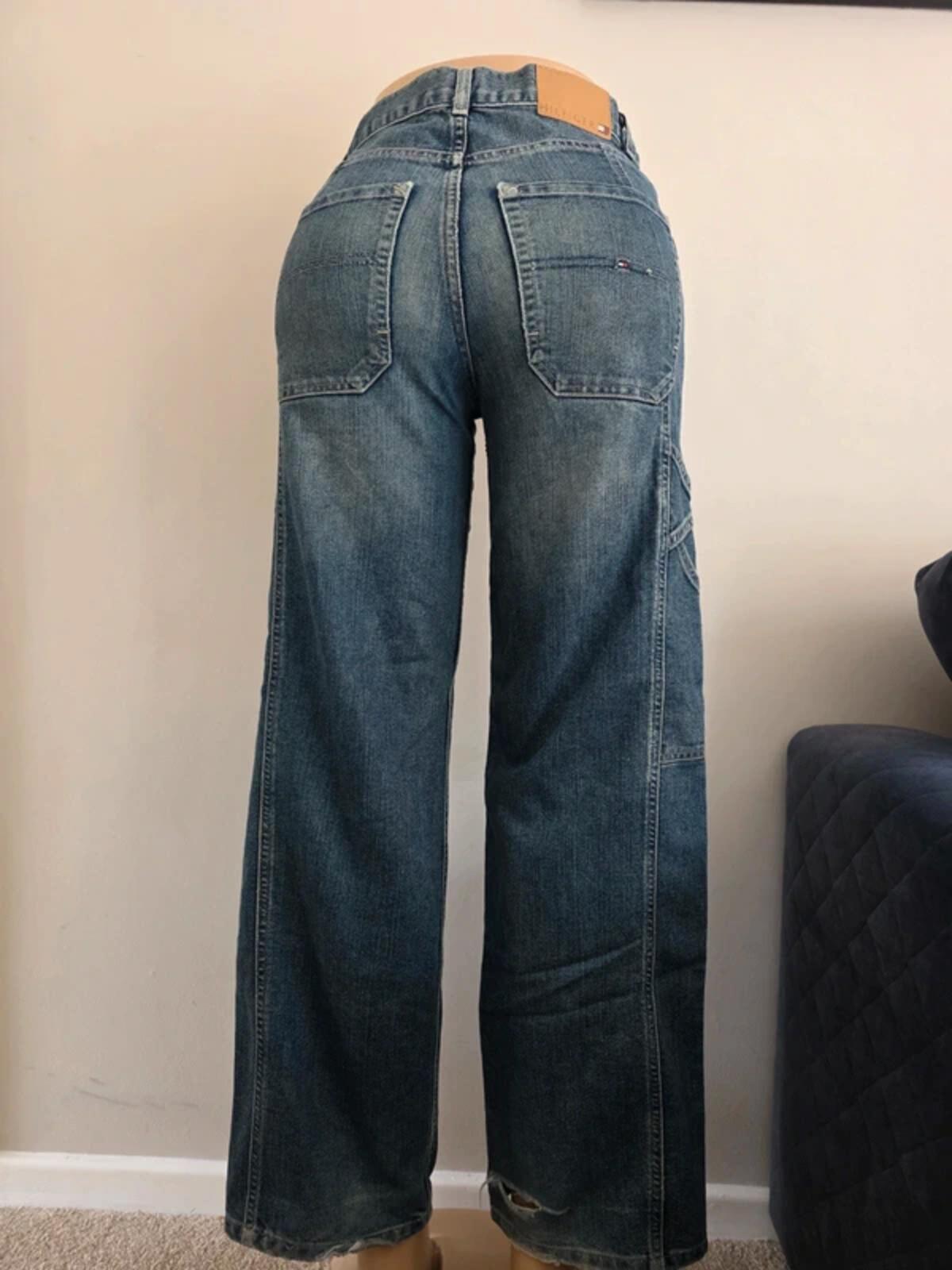 Vintage Y2K Tommy Hilfiger High Rise Wide Leg Jeans UK Size 10 Petite