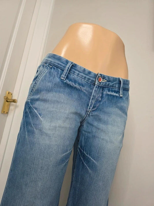 G-Sus Industries Ultra Low Rise Wide Leg Vintage Y2K Jeans UK Size 10