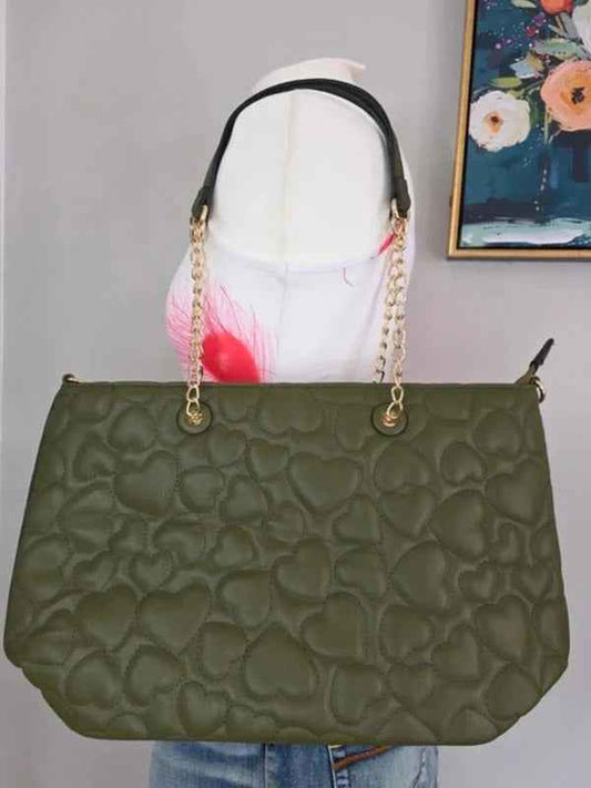Amalia Heart Quilted Khaki Green Shoulder Bag Crossbody Bag New With Tags