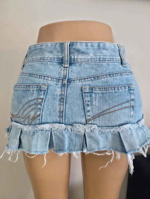 Garage Ultra Low Rise Micro Mini Vintage Y2K Denim Skirt UK Size 8
