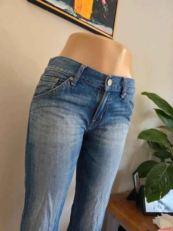 Vintage Y2K Uniqlo Mid Rise Cropped Jeans UK Size 10/12