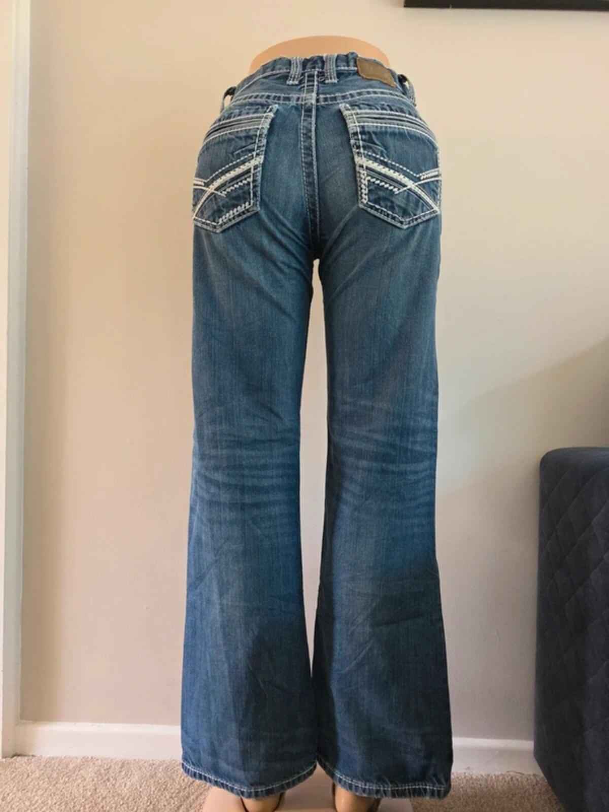BKE Vintage Y2K Tyler Mid Rise Wide Leg Bootcut Jeans UK Size 8 Petite