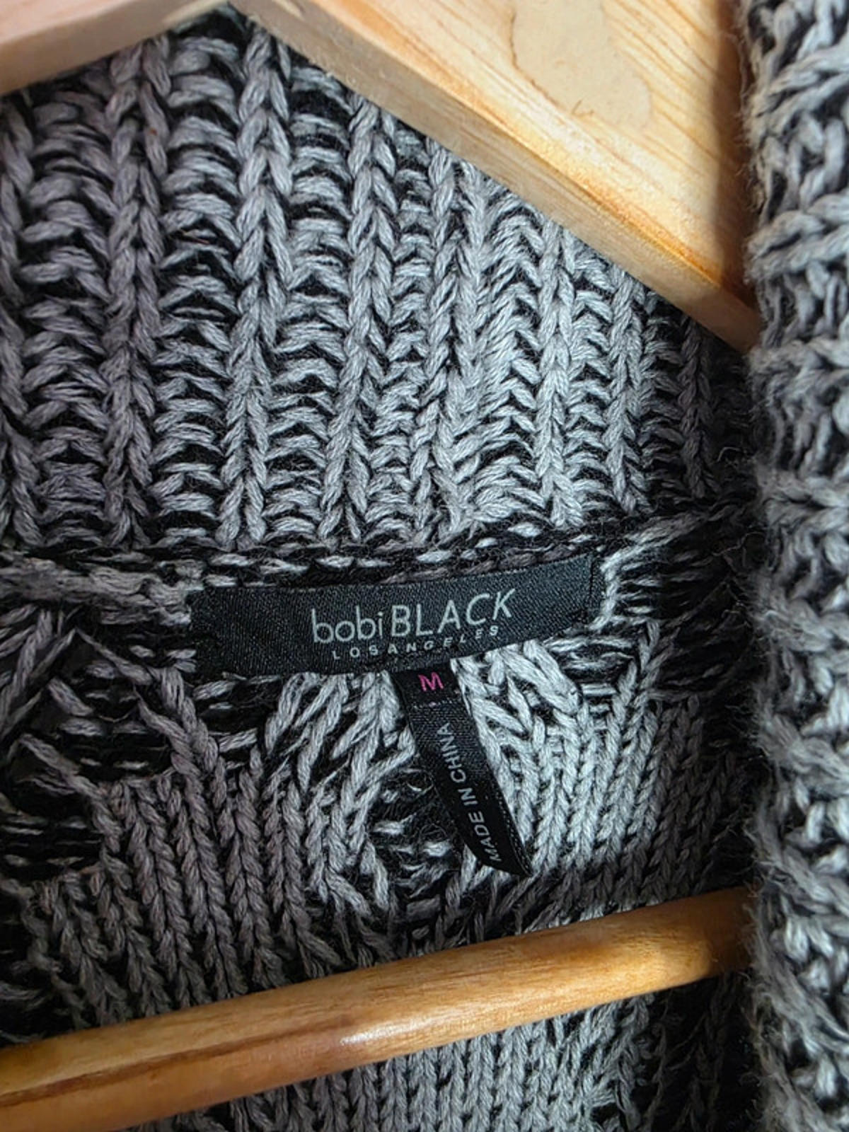 Vintage Y2K bobiBLACK Los Angeles Grey Chunky Knit Cardigan UK size 12/14
