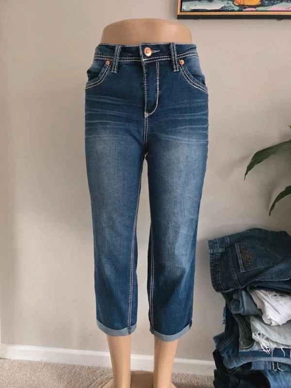 Vintage Y2K Royalty Mid Rise Cropped Jeans UK Size 12/14