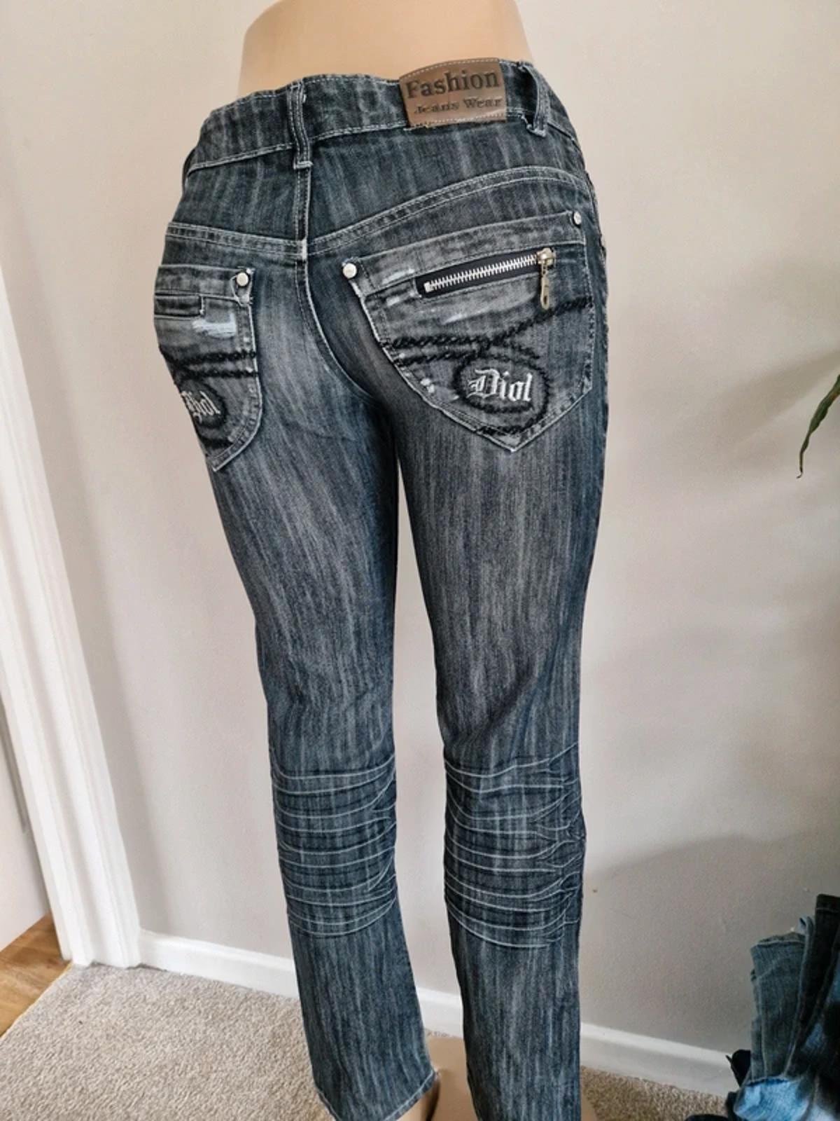 Y2K "Fashion Jeans Wear" Mid Rise Straight Leg Petite Grunge Indie Sleaze Festival Denim UK 8 petite