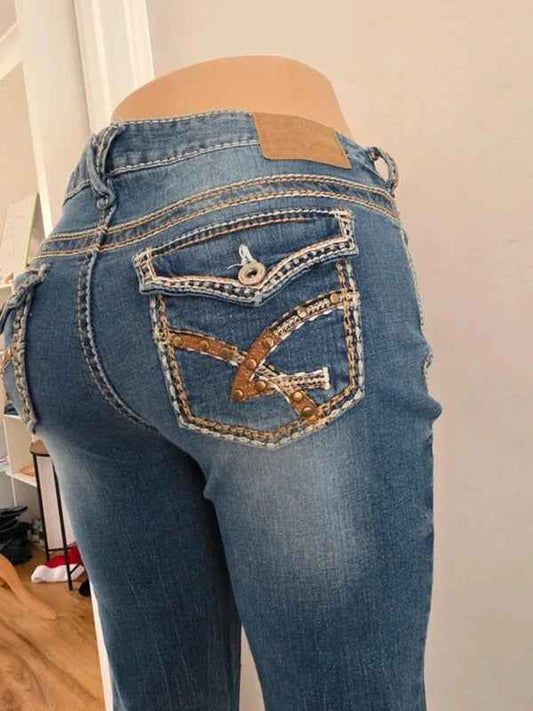 Vintage Y2K Amethyst Mid Rise Bootcut Jeans UK Size 14