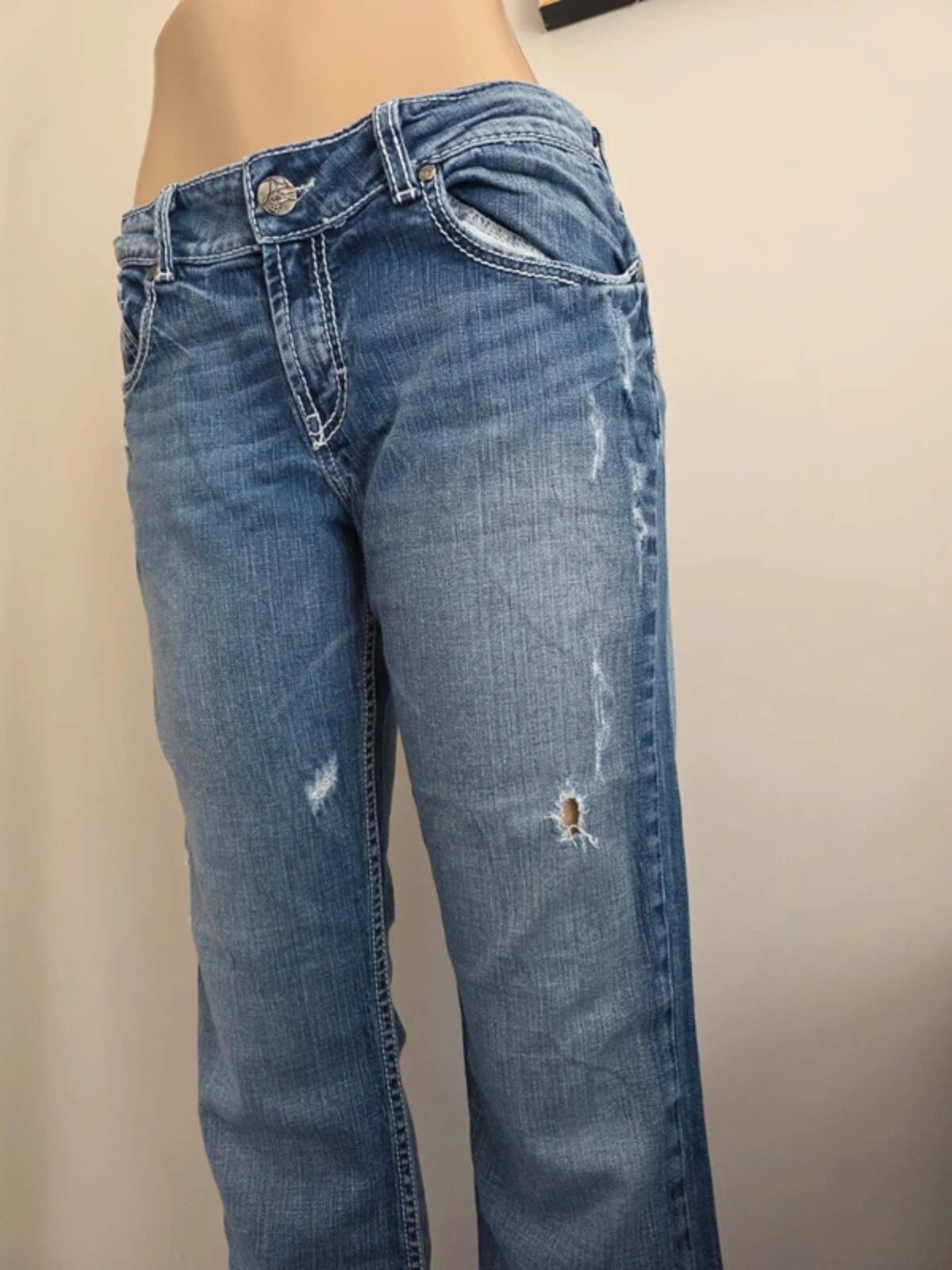 BKE Mid Rise Distressed Bootcut Vintage Y2K Jeans UK Size 10/12 Petite