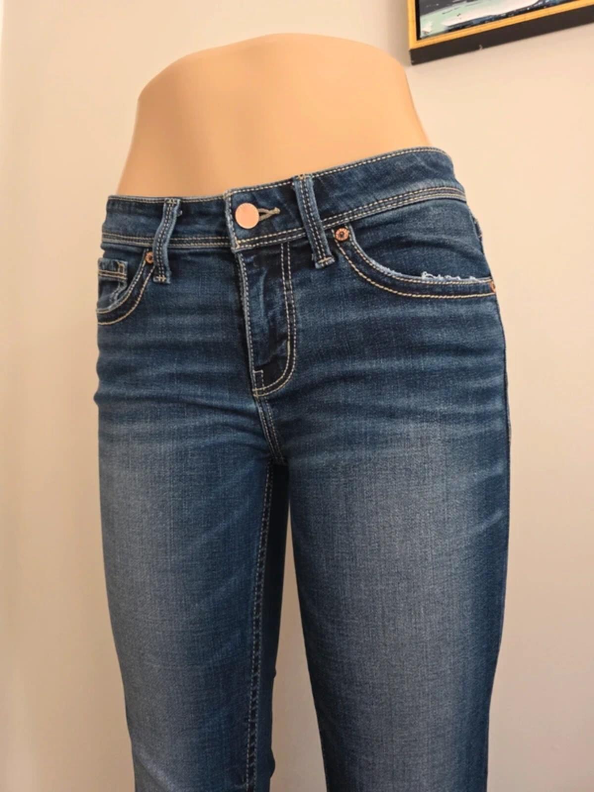 Vintage Y2K Buckle Black Mid Rise Bootcut Jeans UK Size 6/8 Petite