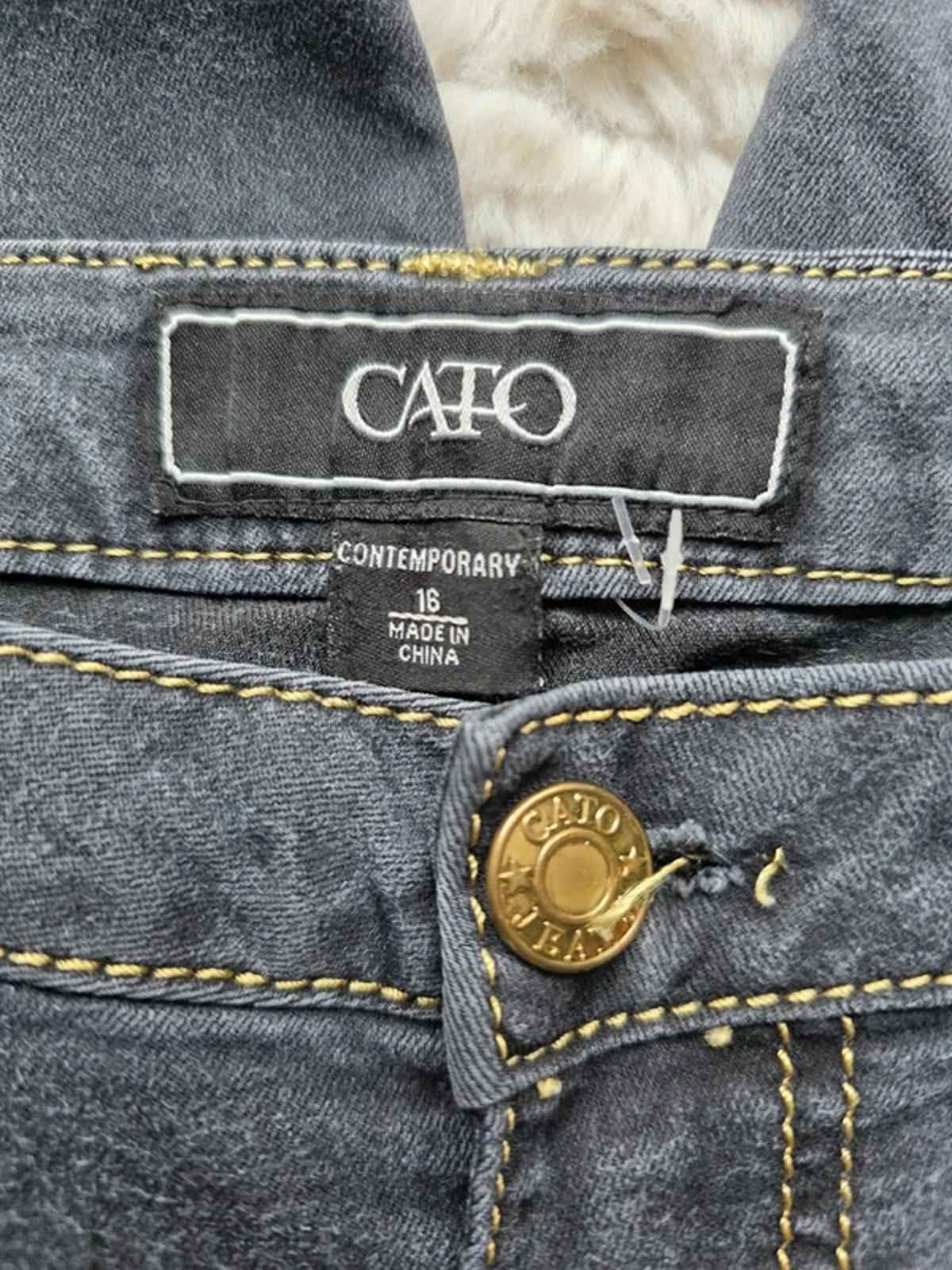 Vintage Y2K Cato Mid Rise Skinny Jeggings UK 16 Dark Grey