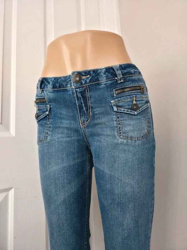 Aeropostale Mid Rise Flared Vintage Y2K Jeans UK Size 10 Petite