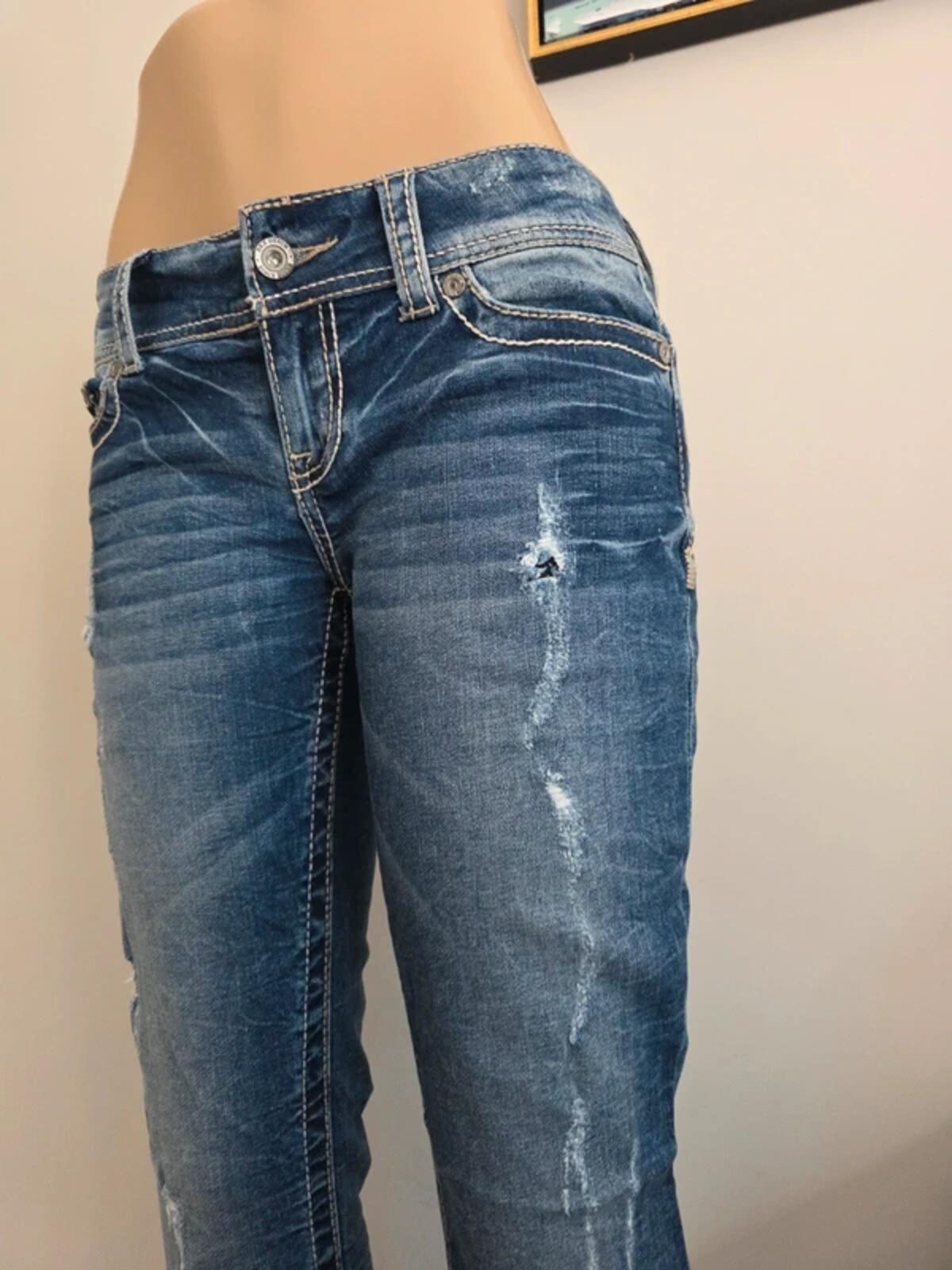 Vintage Y2K BKE Low Rise Distressed Skinny Ankle Jeans UK Size 12