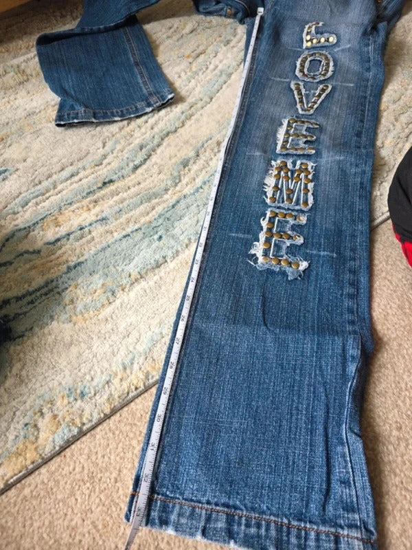 La Virtu Mid Rise Straight Vintage Y2K Jeans UK Size 8/10 Tall