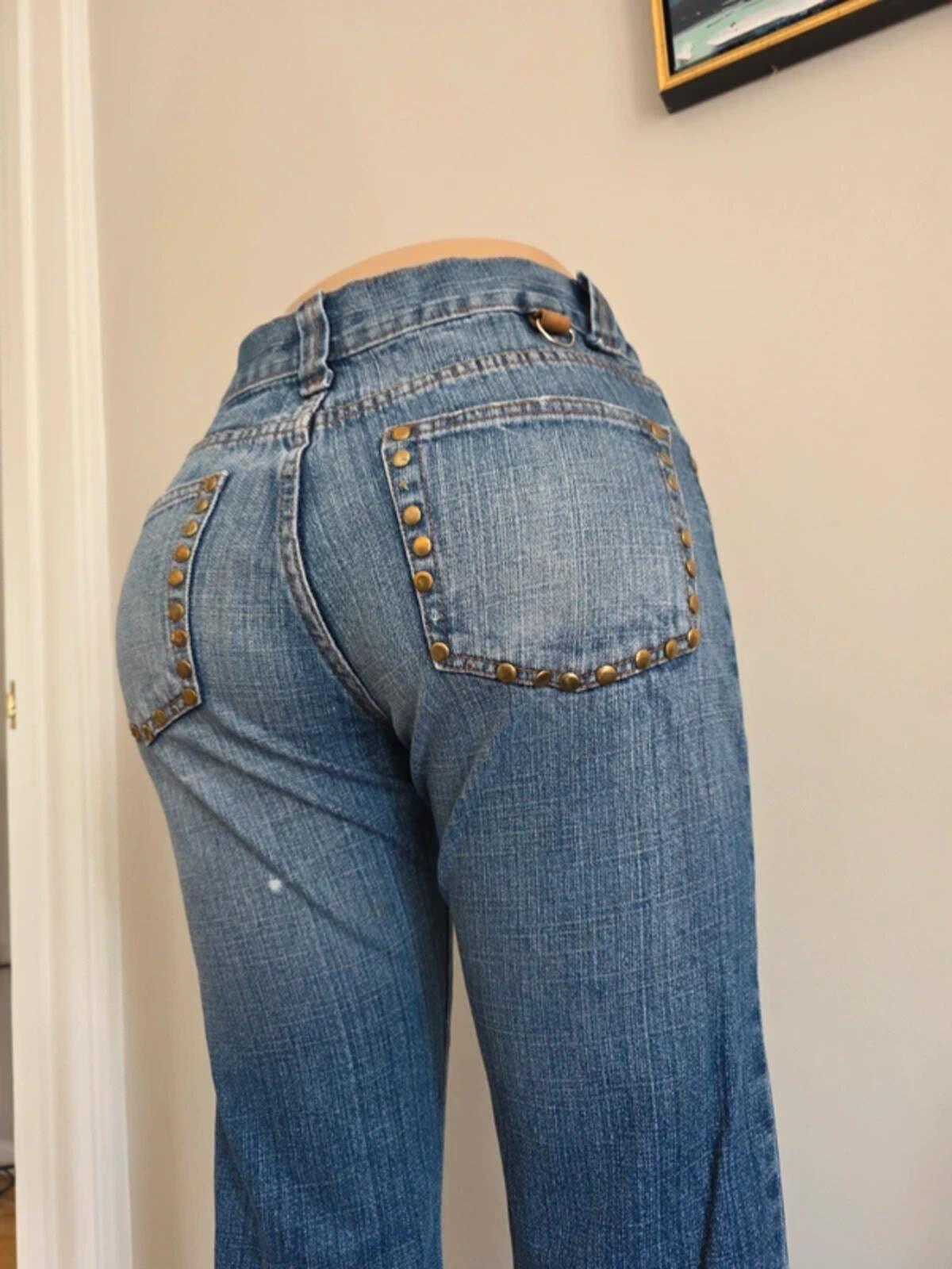 La Virtu Mid Rise Straight Vintage Y2K Jeans UK Size 8/10 Tall