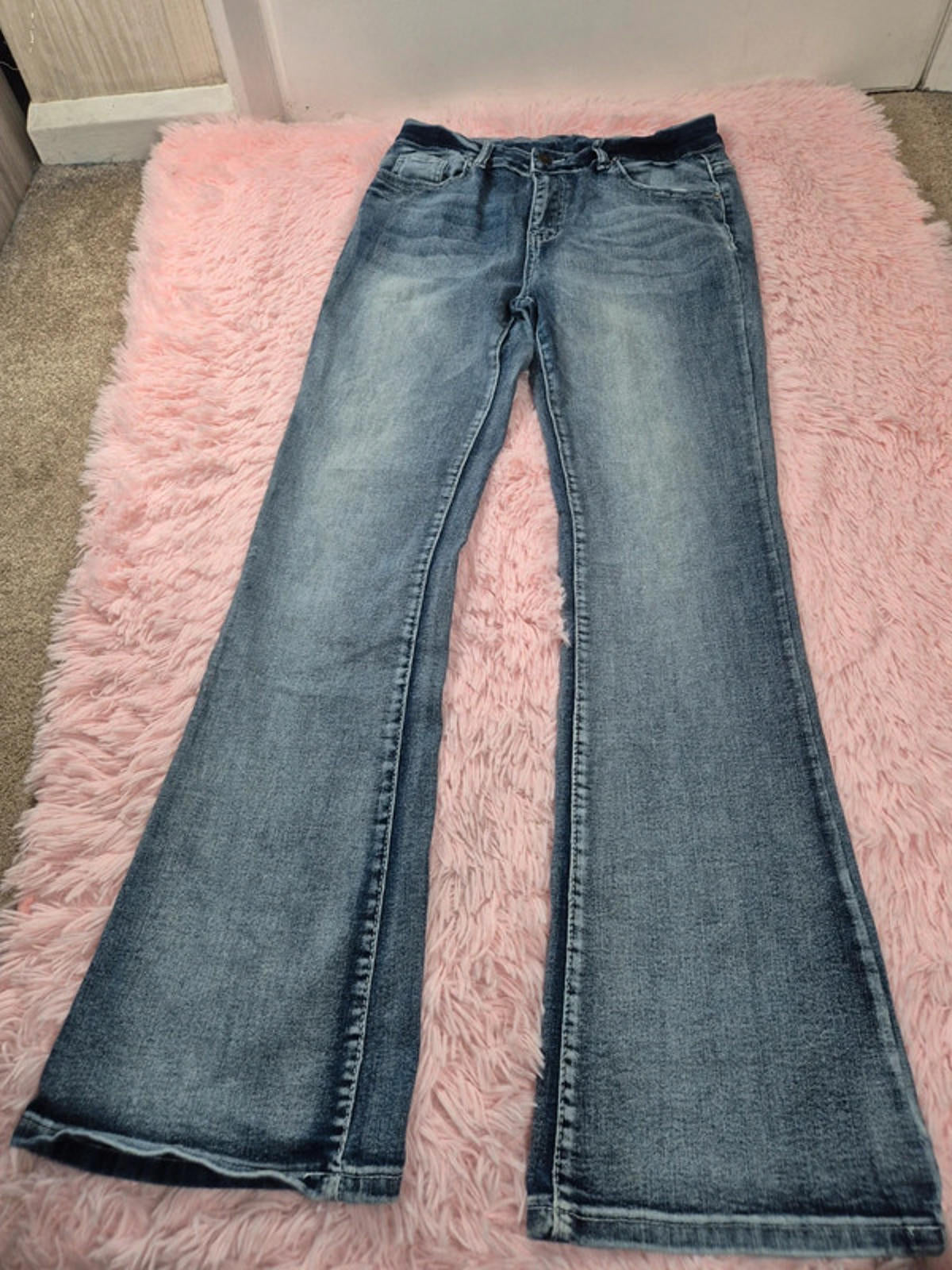 Vintage Y2K Embroidered Bootcut Jeans No Label Mid Rise UK 8 Petite