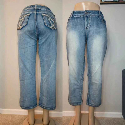 Maurices Mid Rise Capri Jeans UK Size 16/18 Vintage Y2K Plus Size