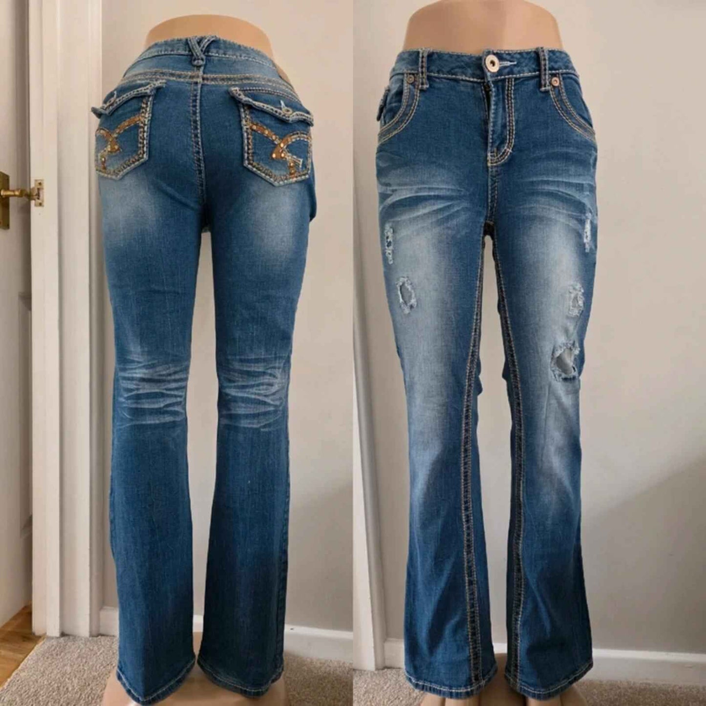 Vintage Y2K Amethyst Mid Rise Bootcut Jeans UK Size 14