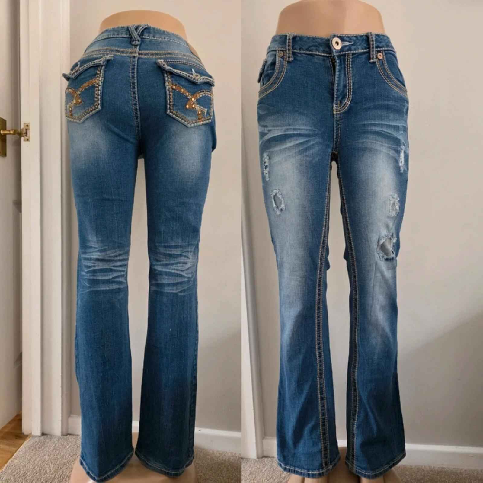 Vintage Y2K Amethyst Mid Rise Bootcut Jeans UK Size 14