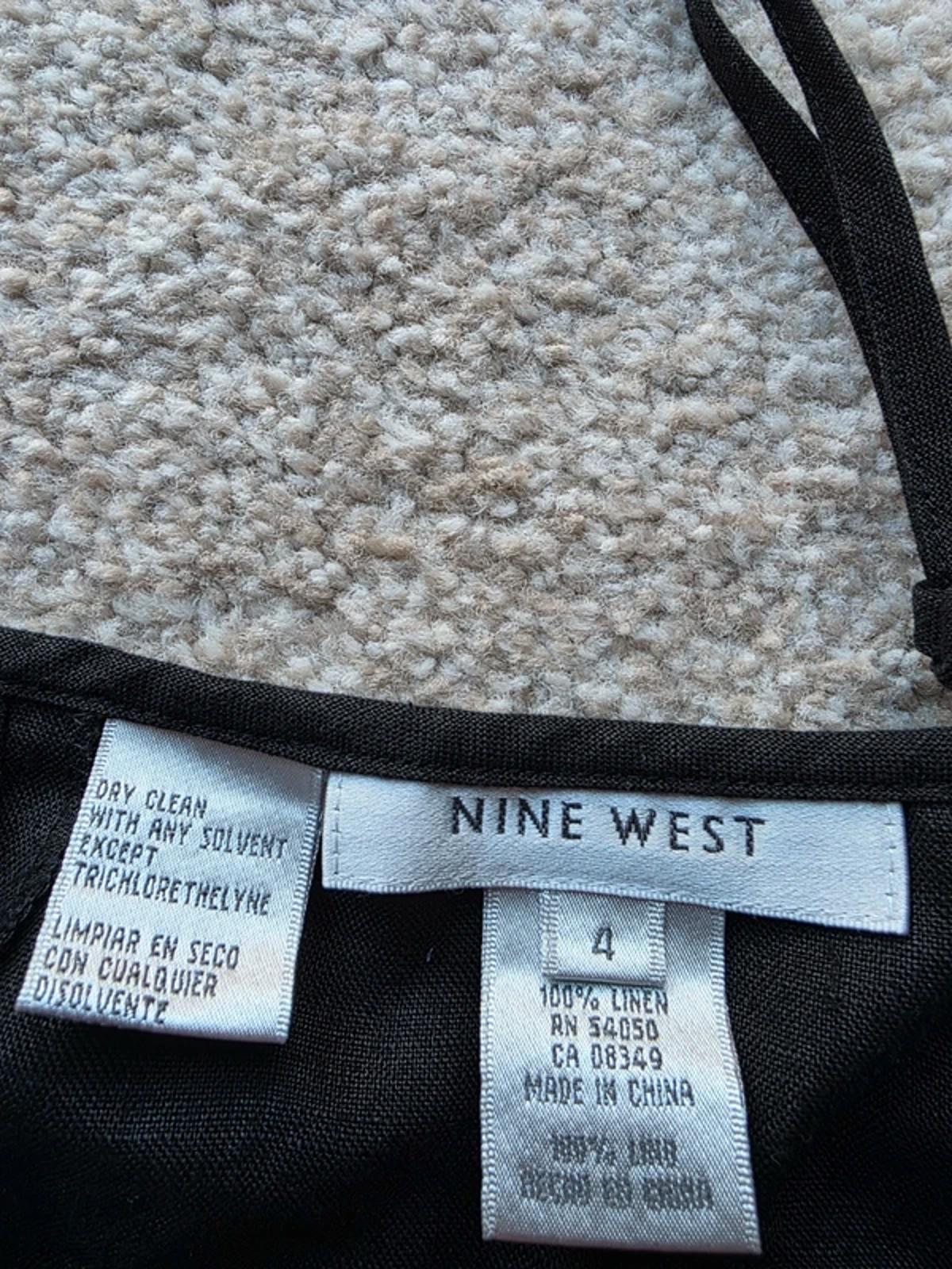 Vintage Y2K Nine West Mid Rise Black Linen Embroidered Skirt UK Size 6-8