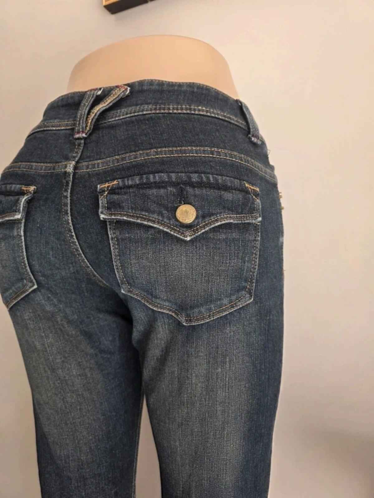 Vintage Y2K Navy Natural Mid Rise Cropped Jeans UK Size 10