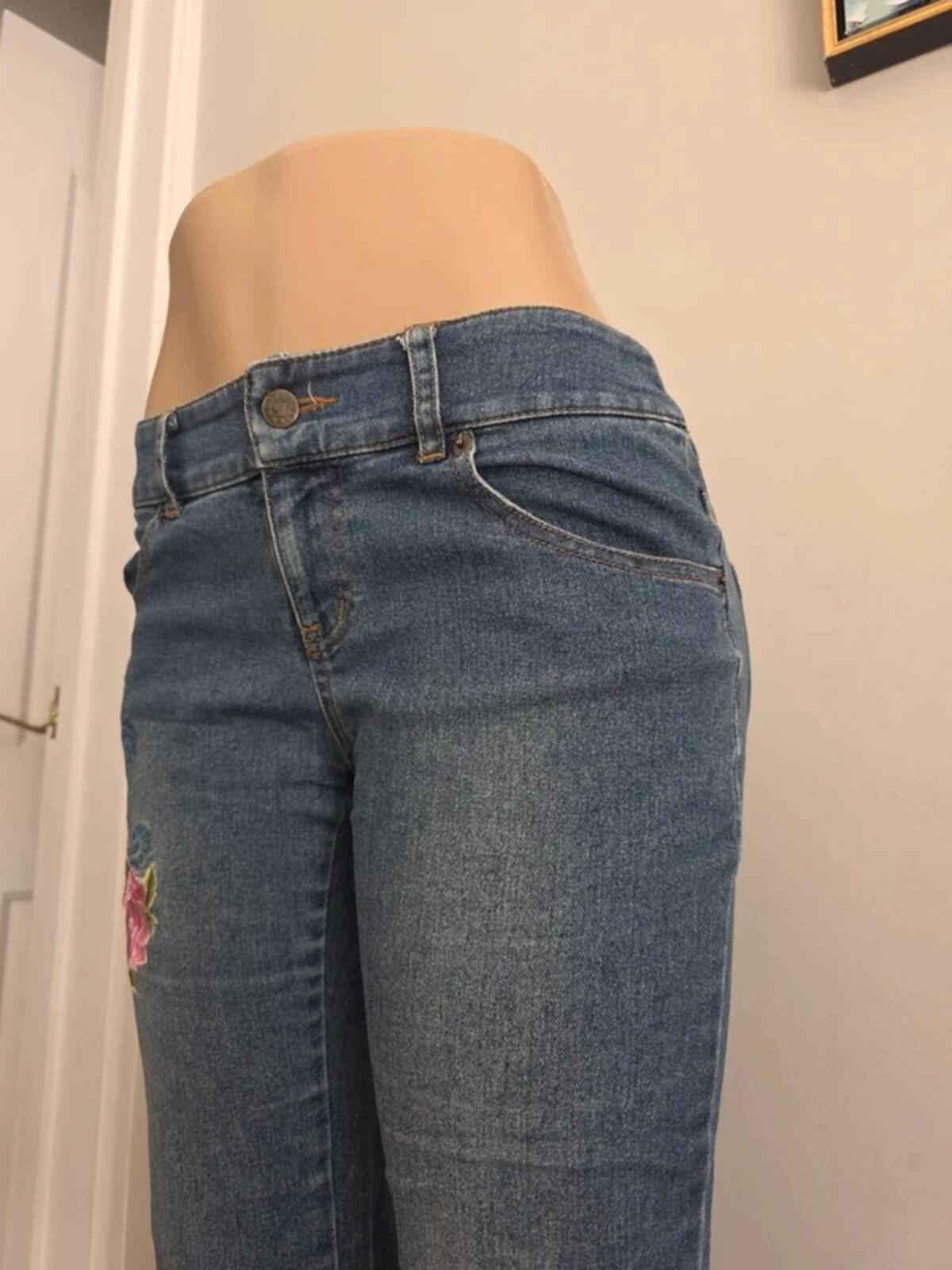 Moss Club Low Rise Embroidered Vintage Y2K Jeans UK Size 8