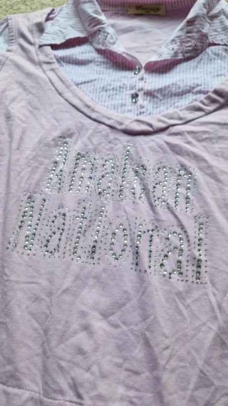 "Fantasy" Y2K Pink Layered Shirt Top Diamante Analcan National Graphic S M UK 8 10