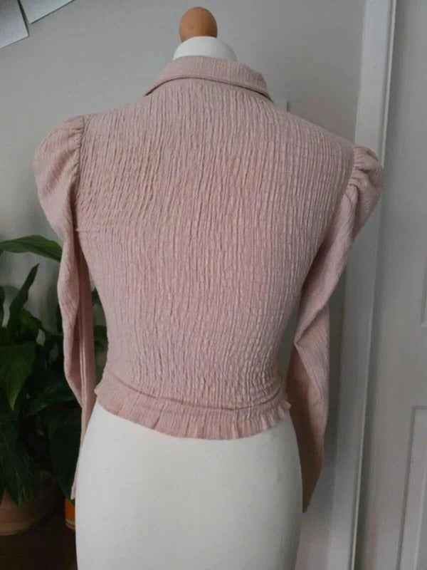 Vintage Y2K Miss Selfridge Pink Textured Button Up Top UK Size 6