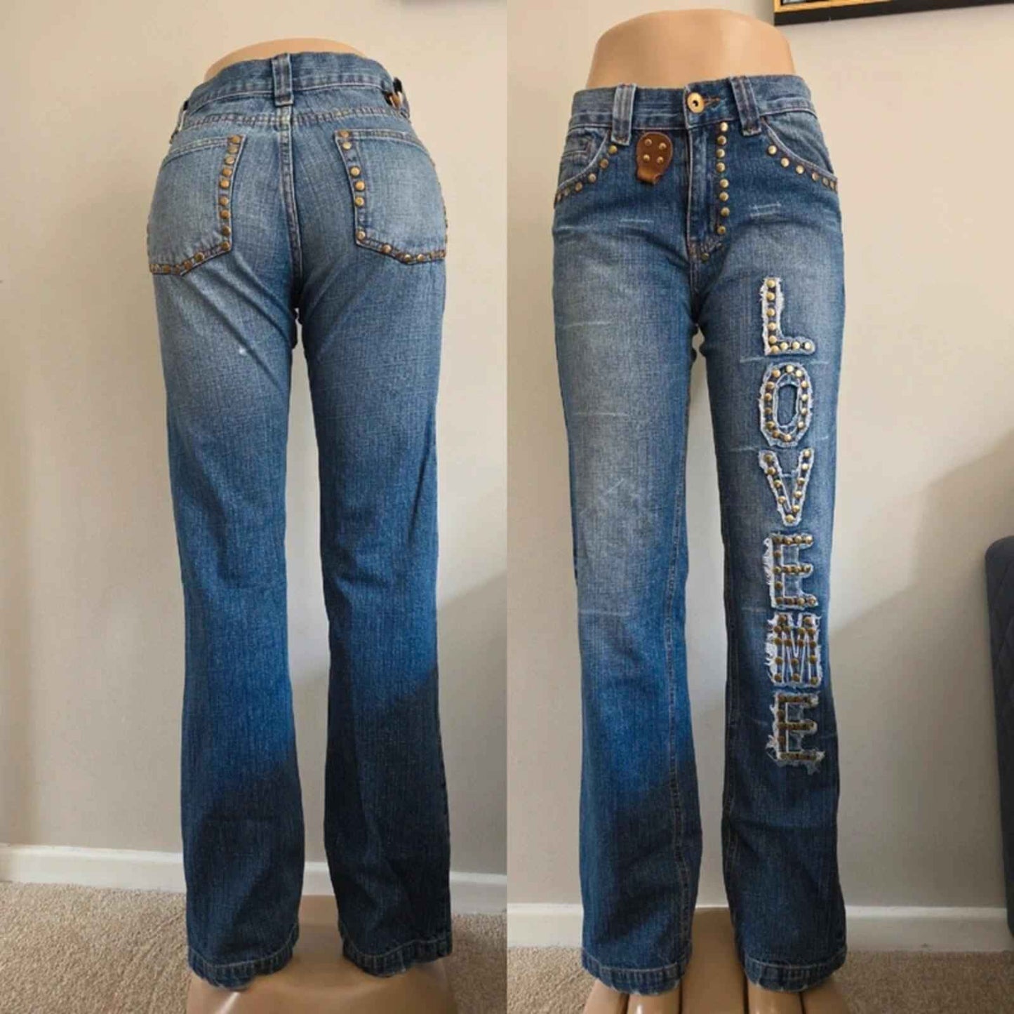 La Virtu Mid Rise Straight Vintage Y2K Jeans UK Size 8/10 Tall