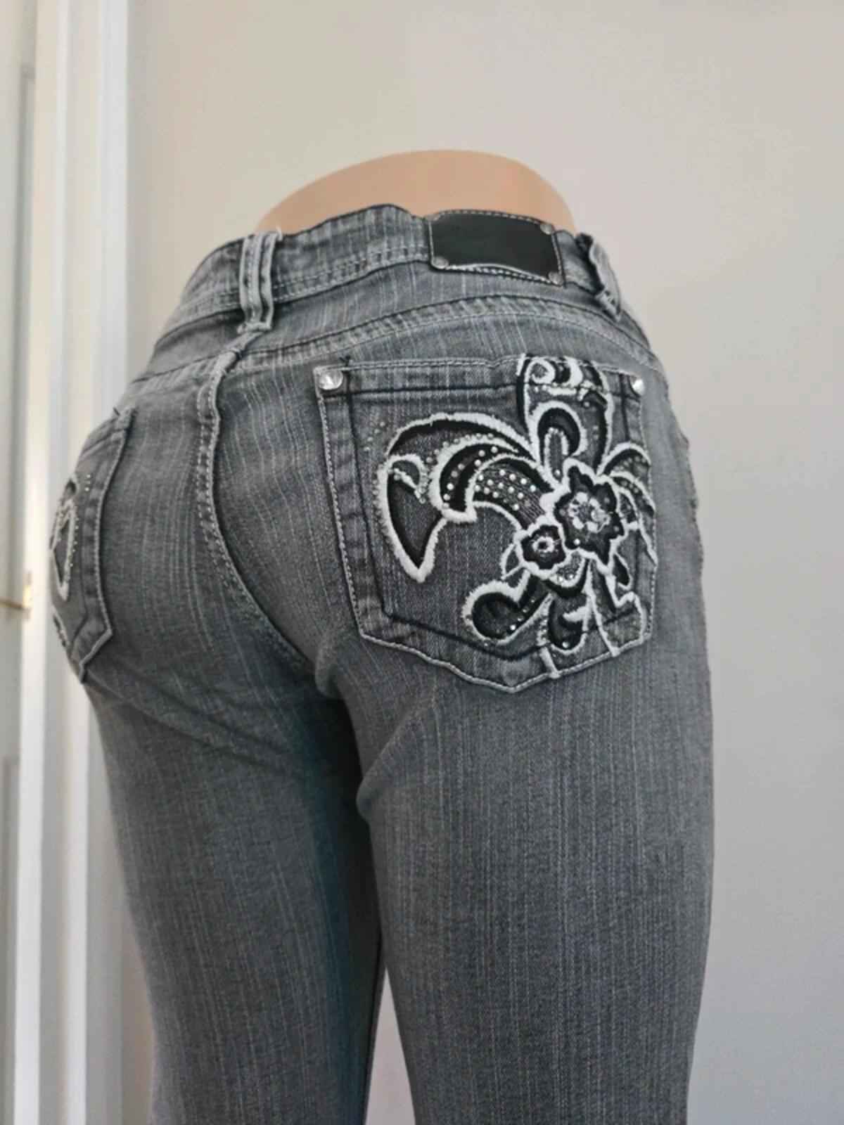 Red Rivet Low Rise Straight Slim Vintage Y2K Jeans UK Size 10