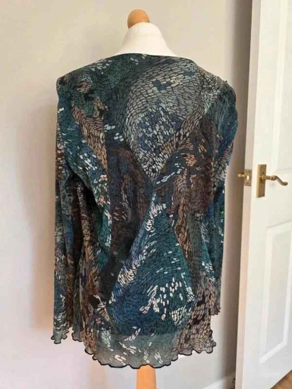 Vintage Y2K Made in Italy Mesh Ruffle Blouse UK Size 12/14