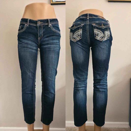 1st Kiss Low Rise Cropped Vintage Y2K Jeans UK Size 8/10
