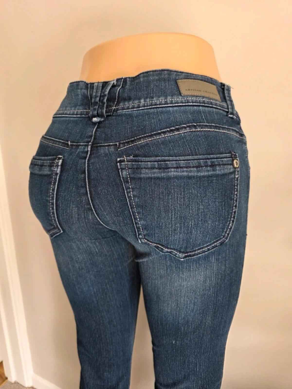 Vintage Y2K Artisan Crafted Mid Rise Bootcut Jeans UK Size 8/10 Petite