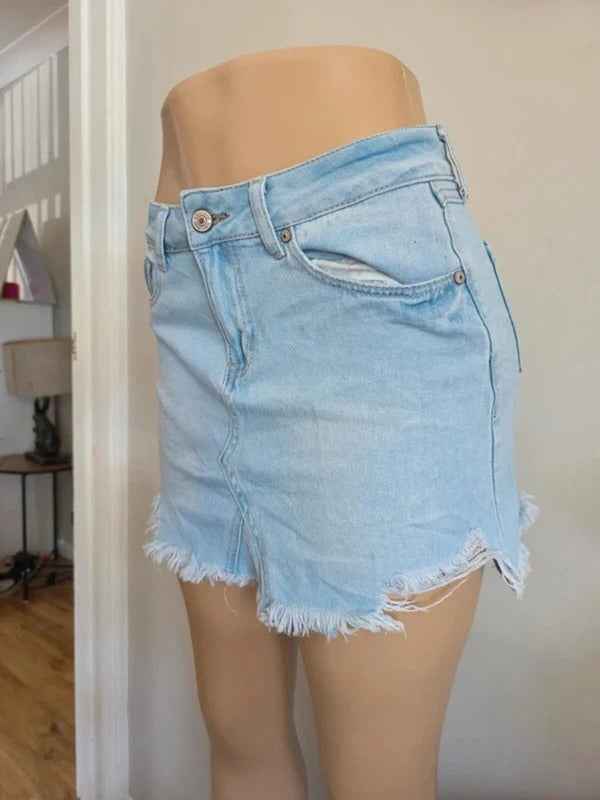 Rewash Vintage Y2K Light Wash Denim Mini Skirt UK Size 6
