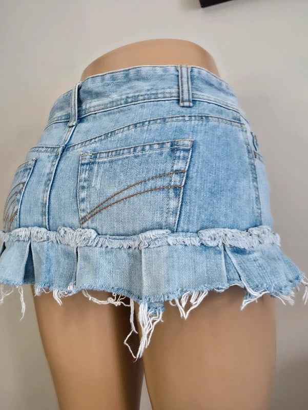Garage Ultra Low Rise Micro Mini Vintage Y2K Denim Skirt UK Size 8