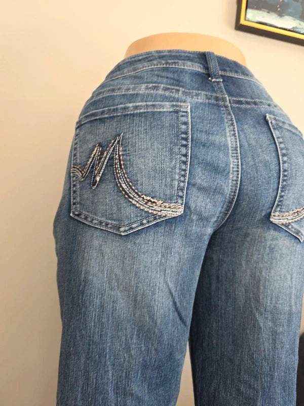 Maurices Mid Rise Wide Bootcut Vintage Y2K Jeans UK Size 20 Petite