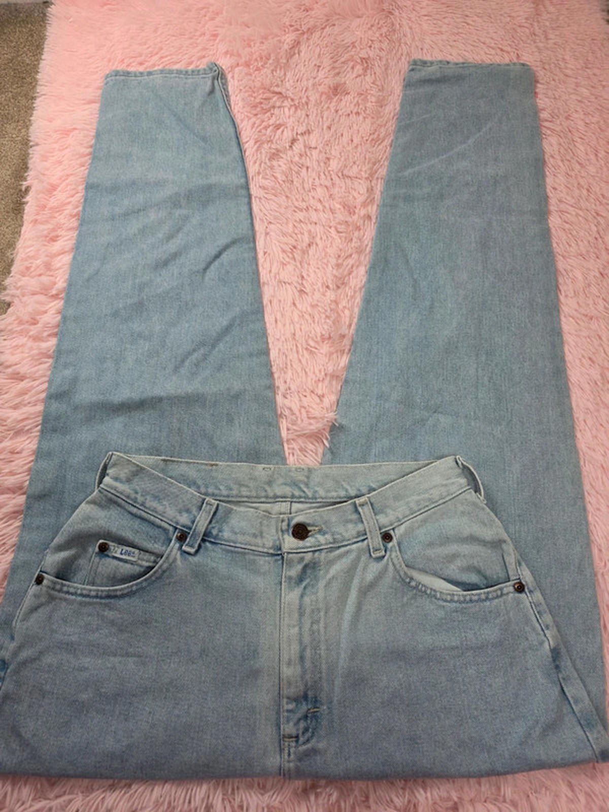 Vintage Y2K Lee Mum Jeans Light Blue Denim UK Size 10 Tall