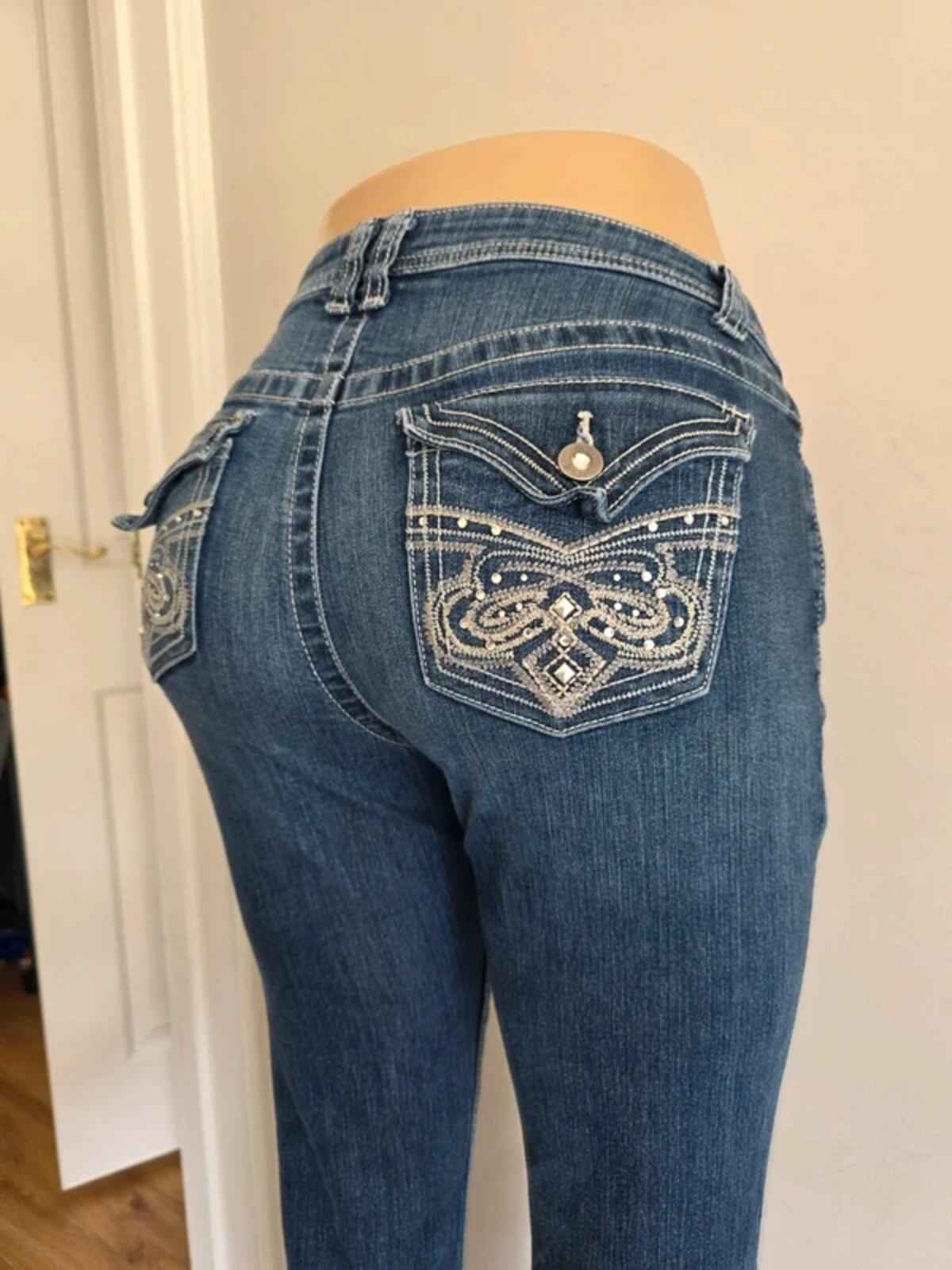 APT.9 Mid Rise Bootcut Bling Jeans UK Size 10