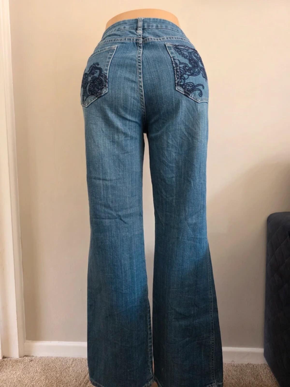Chico’s Platinum Mid Rise Bootcut Vintage Y2K Jeans UK Size 12/14 Petite